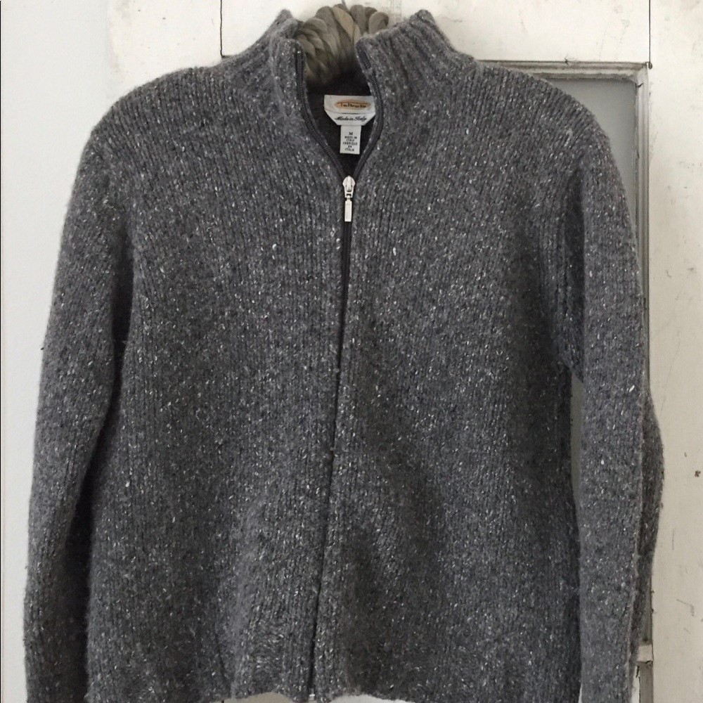 Grey Wool Zip-up Sweater from Talbots